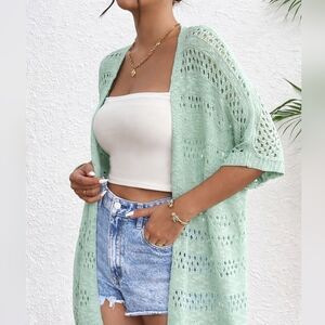 Zeagoo Short Sleeve Boho Oversized Knitted Cardigan Coachella Festival
